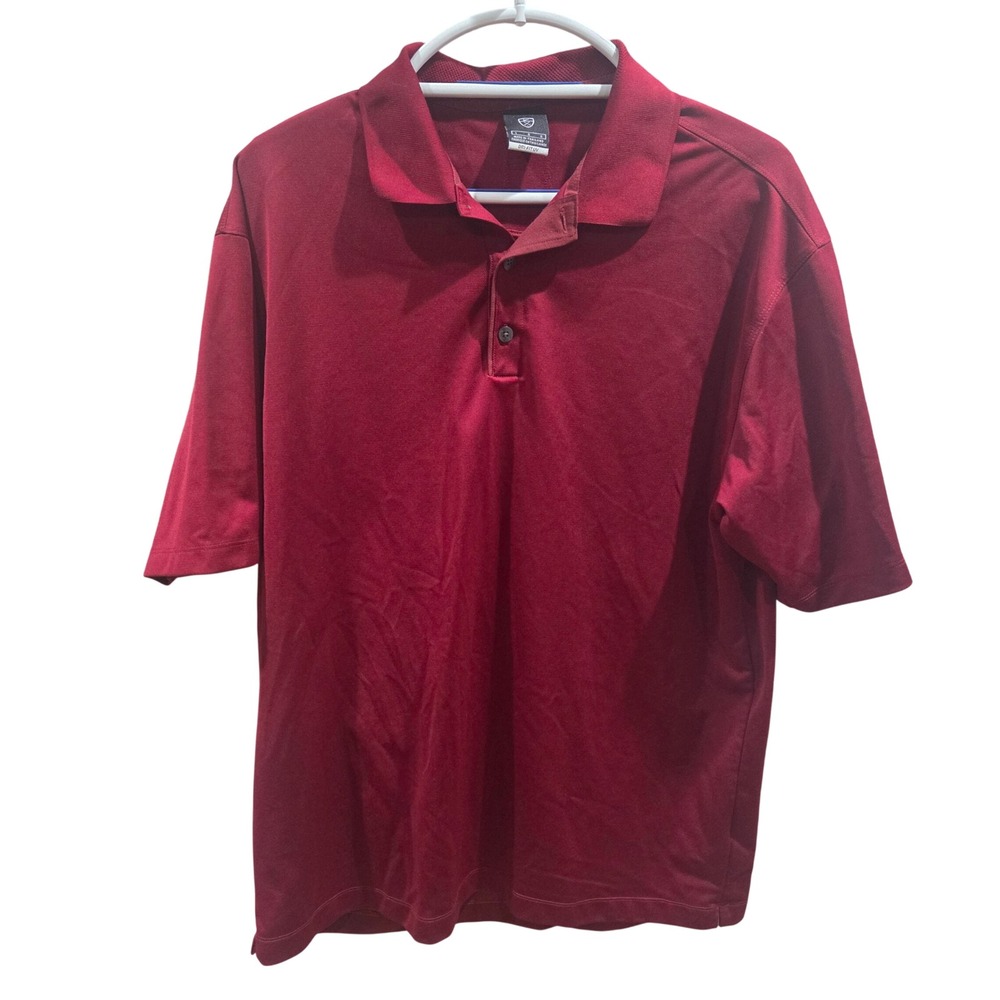 Nike Golf Mens Dri-FIT UV Polo Shirt Burgundy Red Large Short Sleeve Pique - Picture 2 of 8